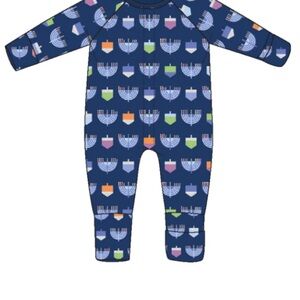 Magnetic Me Navy One Piece with Colorful Menorahs
